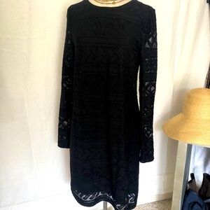 Suzi Chin for Maggie Boutique Gorgeous black Crochet Knit Dress size 10